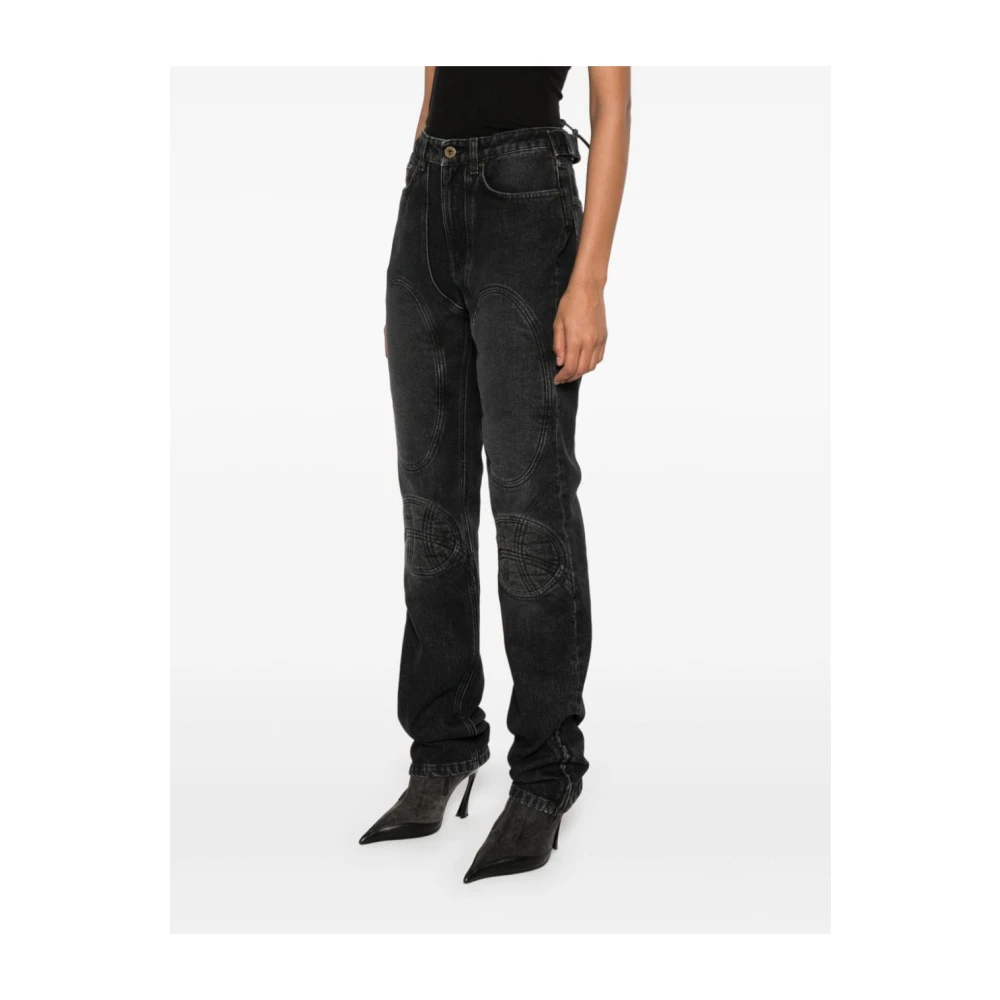 Jean Paul Gaultier Zwarte Denim Jeans met Gewatteerde Panelen Black Dames