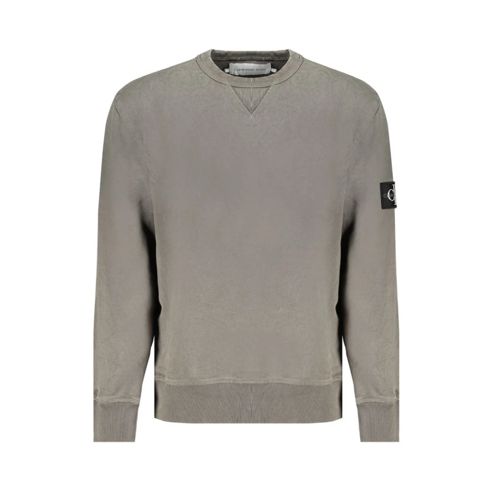 Calvin Klein Groene Katoenen Sweatshirt met Logoplaatje Green Heren