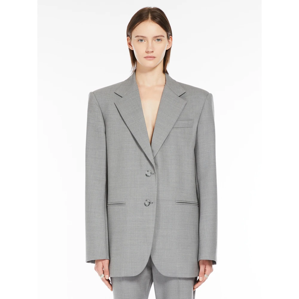 SPORTMAX Lichtgrijze Oversized Getailleerde Jas Gray Dames