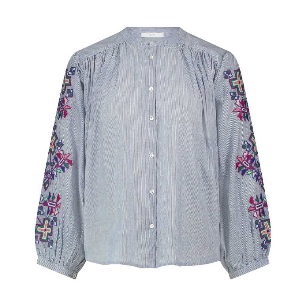 By-Bar Pinstripe Blouse Lange Mouw Becky Gray Dames