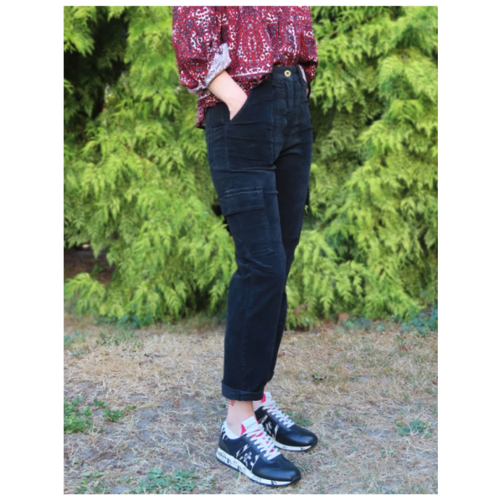 aeronautica militare Cargo Velours Broek Zwart Black Dames
