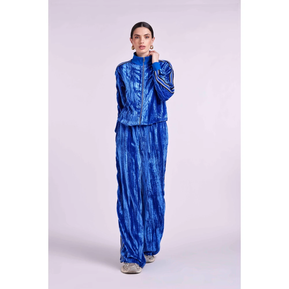 4Giveness Wijde broek met logobanden Blue Dames
