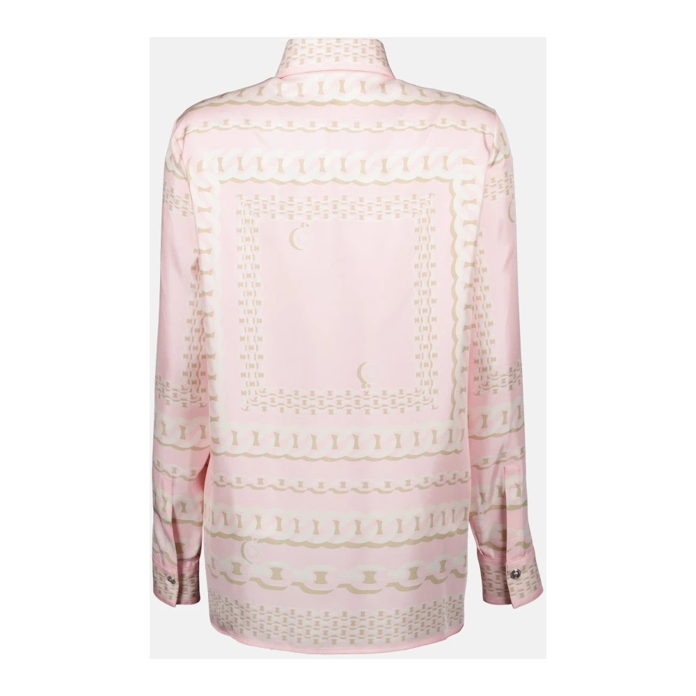 Versace Zijden overhemd met kettingprint Pink Dames