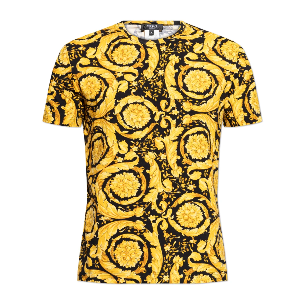 Versace Lingerie T-shirt met Barocco print Yellow Heren