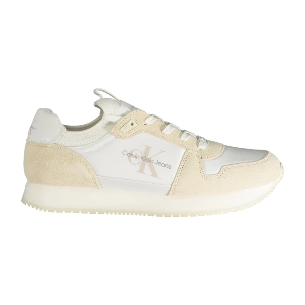 Calvin Klein Men's White Sporty Lace-Up Sneakers With Contrast Details