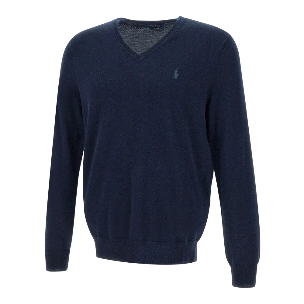 Polo Ralph Lauren Merino Wol Navy Blauwe Trui Blue Heren