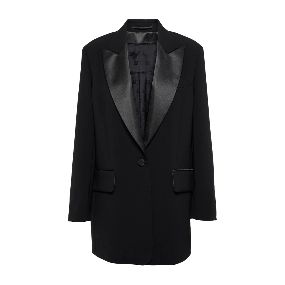 Max Mara Zwart Tuxedo Jas Elegant Chic Stijl Black Dames