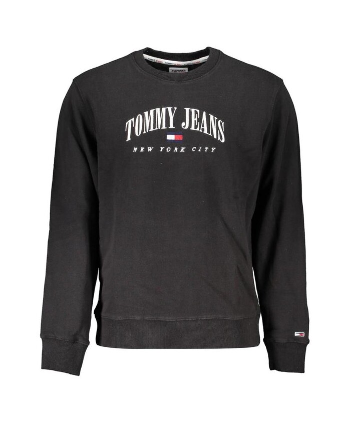 sweat-shirt-en-coton-noir-a-col-rond