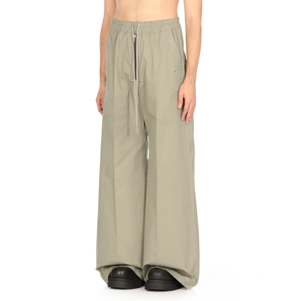 Rick Owens Groene katoenen broek met elastische tailleband en trekkoorden Green Heren