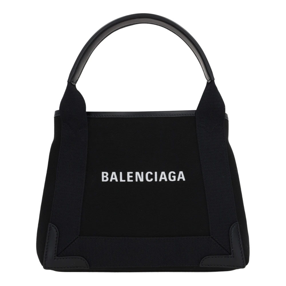 Balenciaga Zwarte canvas tas met leren afwerking Black Dames