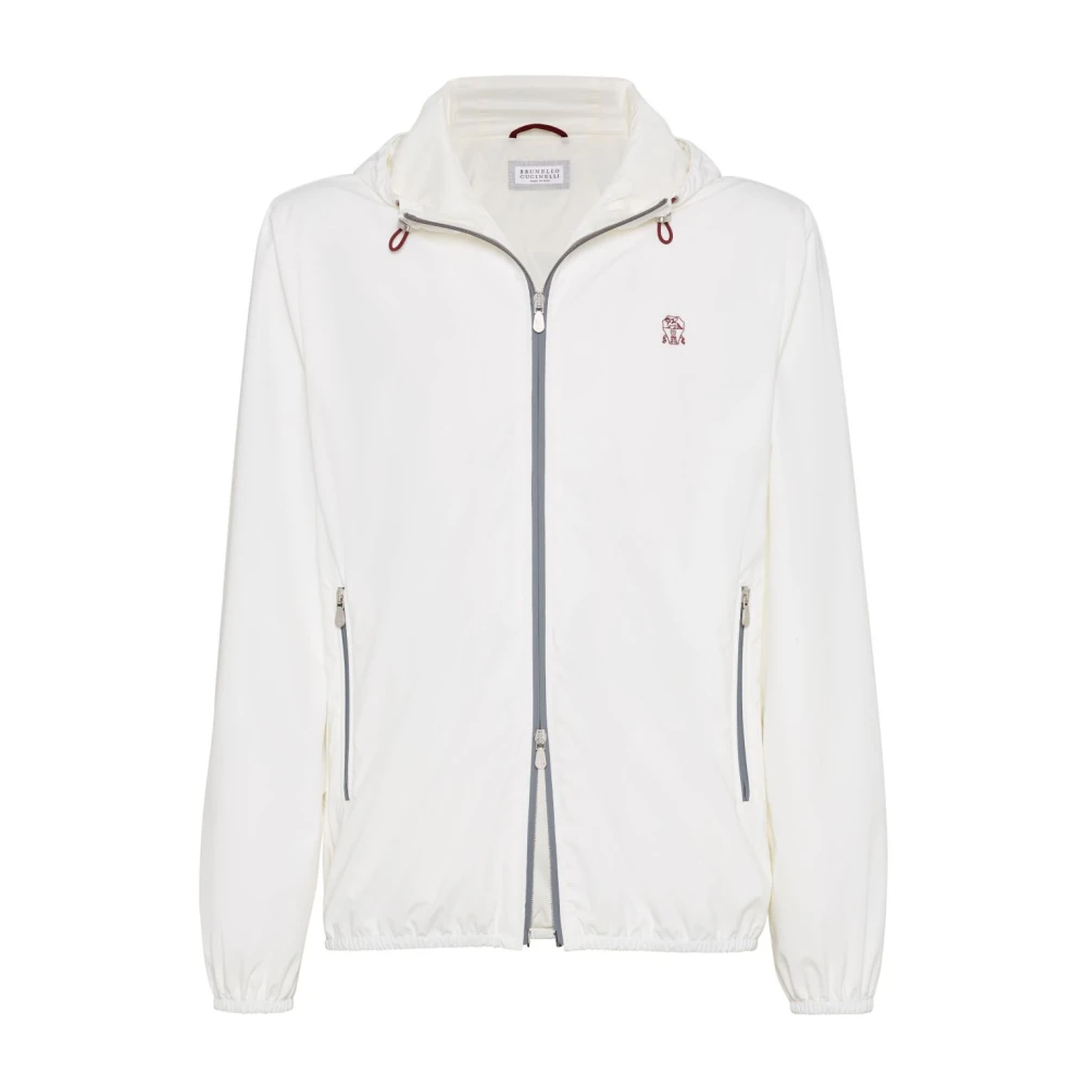 BRUNELLO CUCINELLI Witte Rits Hoodie Jas White Heren