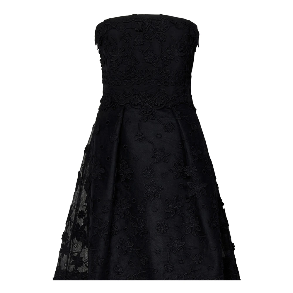 Elie Saab Zwarte geborduurde zijden jurk Black Dames