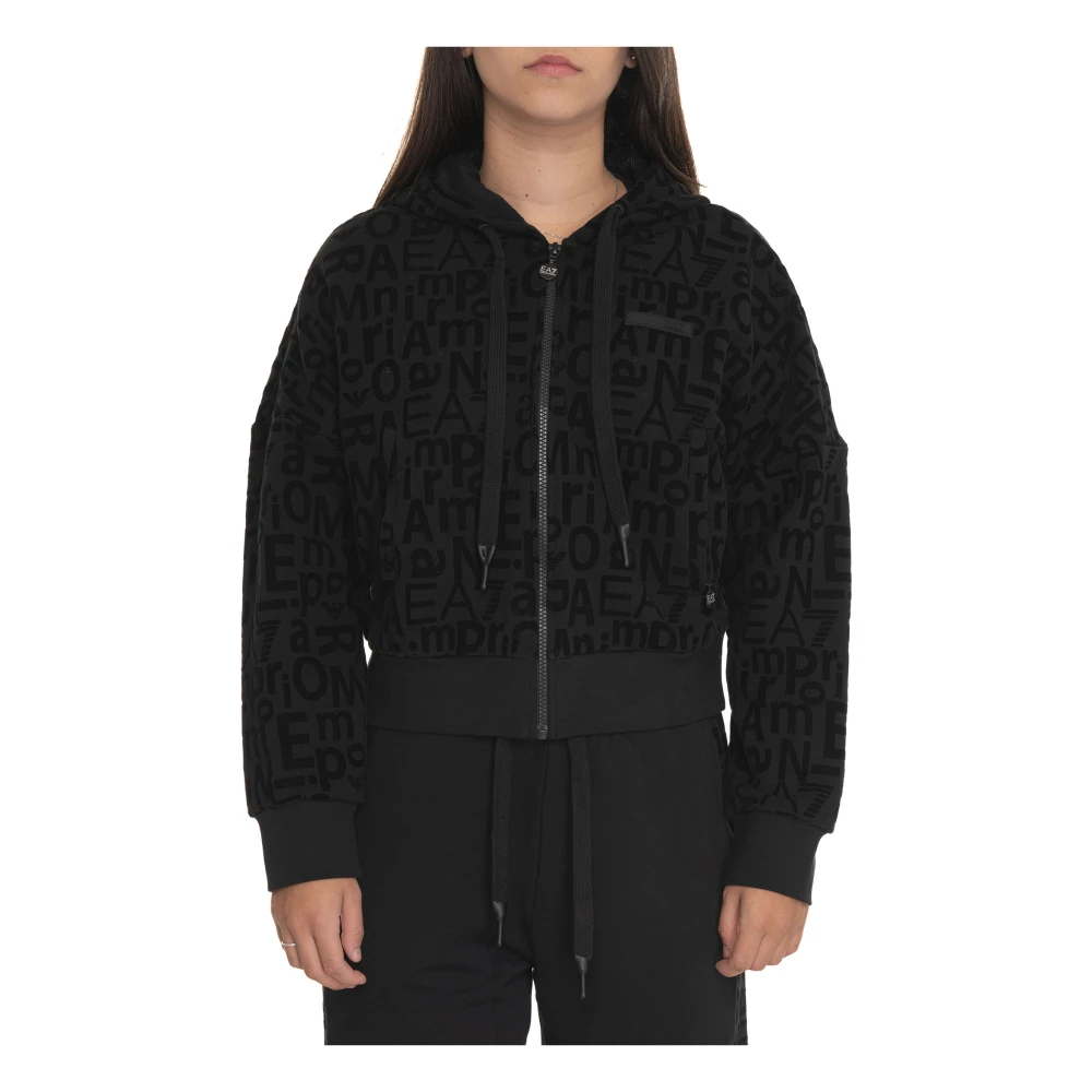 Emporio Armani EA7 Hoodie met rits en logo Black Dames