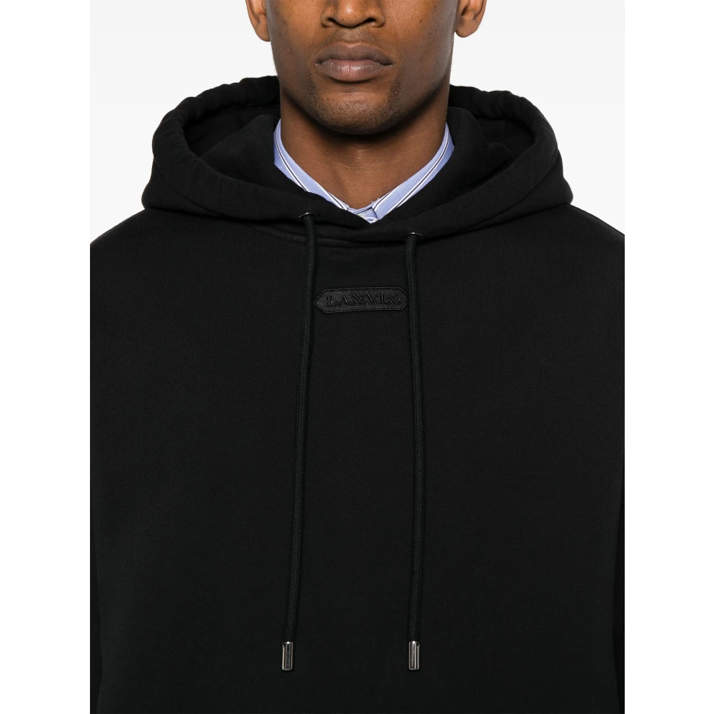 Lanvin Zwarte hoodie met patch Black Heren
