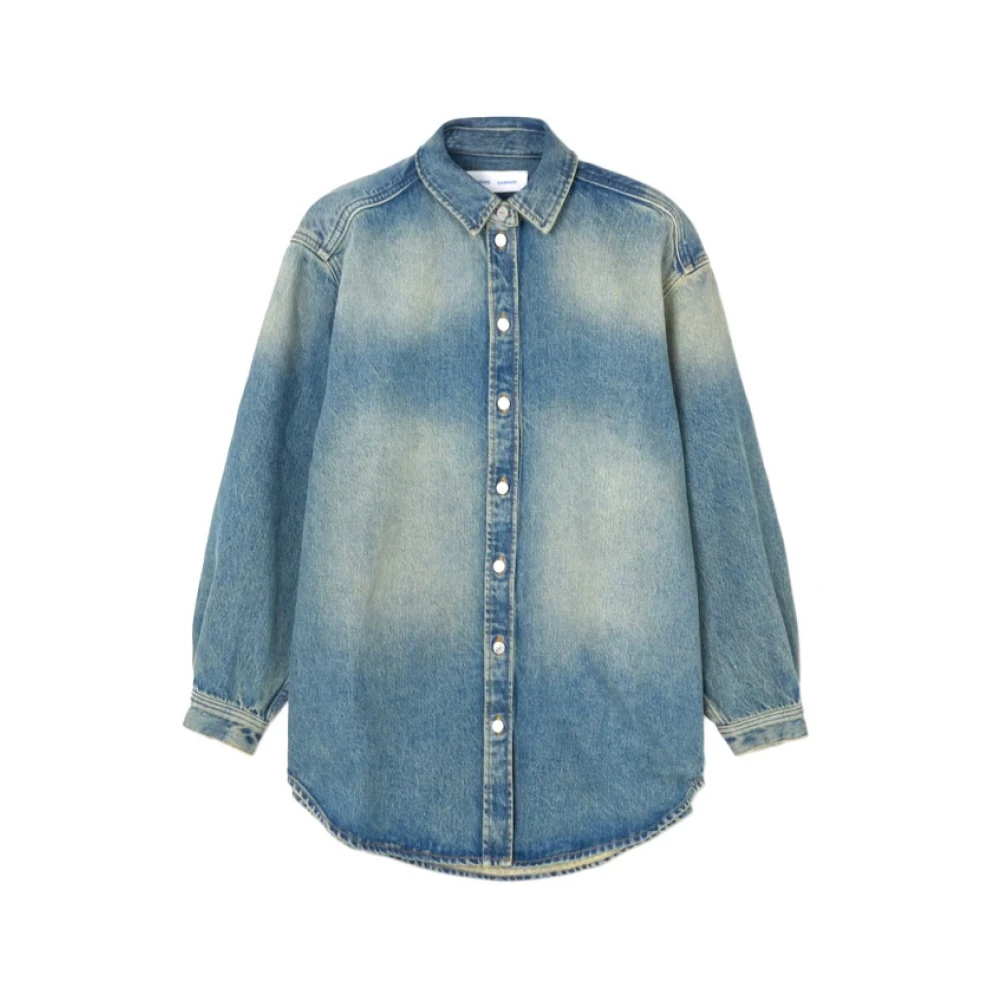 Samsøe Denim Oversized Shirt met Knoopsluiting Blue Dames