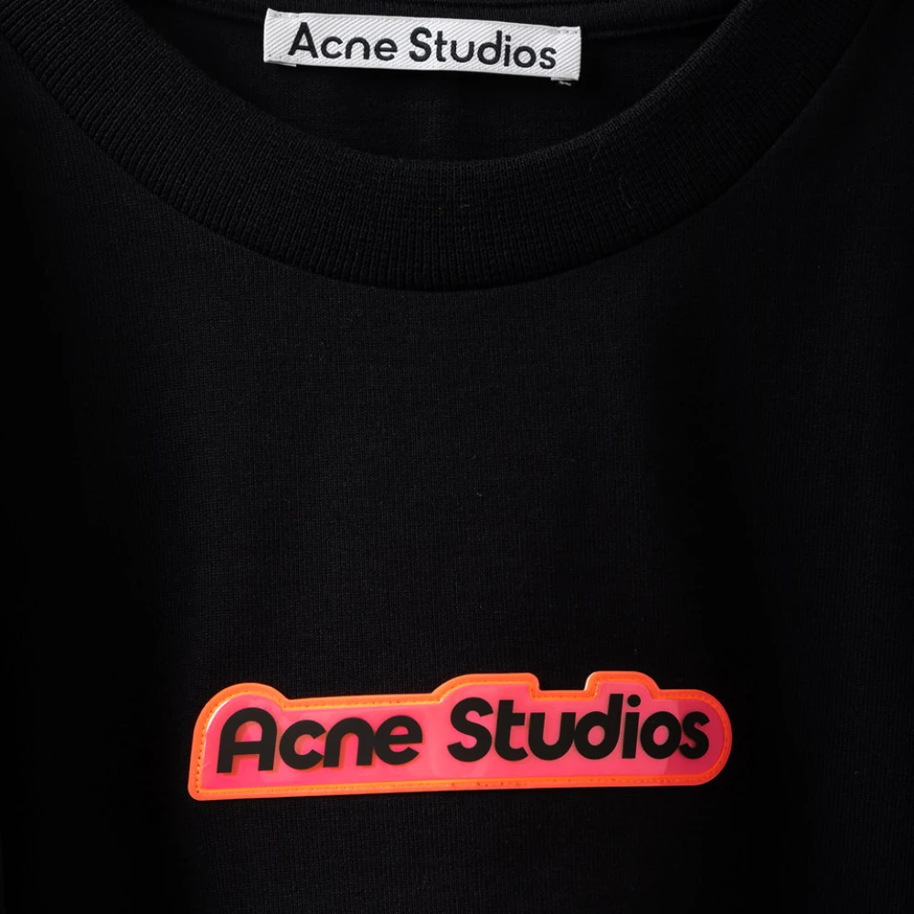 Acne Studios Effengekleurd Katoenen T-Shirt Black Heren