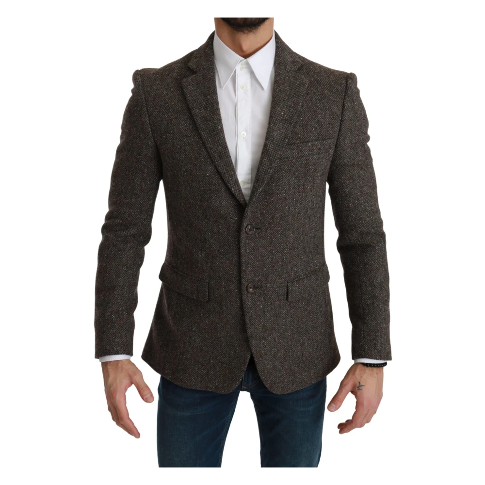 Dolce & Gabbana Men's Brown Blazers,, Slim Fit Wool Blend Blazer Medium