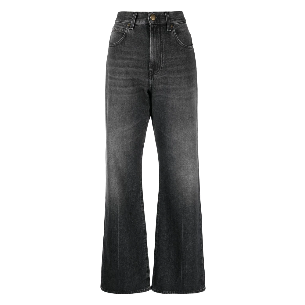 Pinko Women's Gray Wide Jeans,, Blue Straight Jeans With 5 Pockets W28