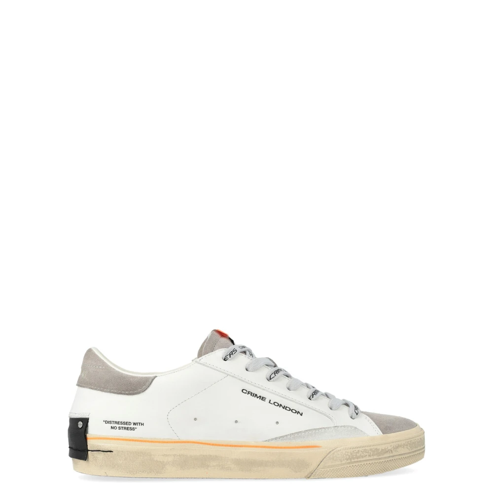 Crime London Men's White Sneakers, 8 Uk, Distressed 2.0 Sneaker