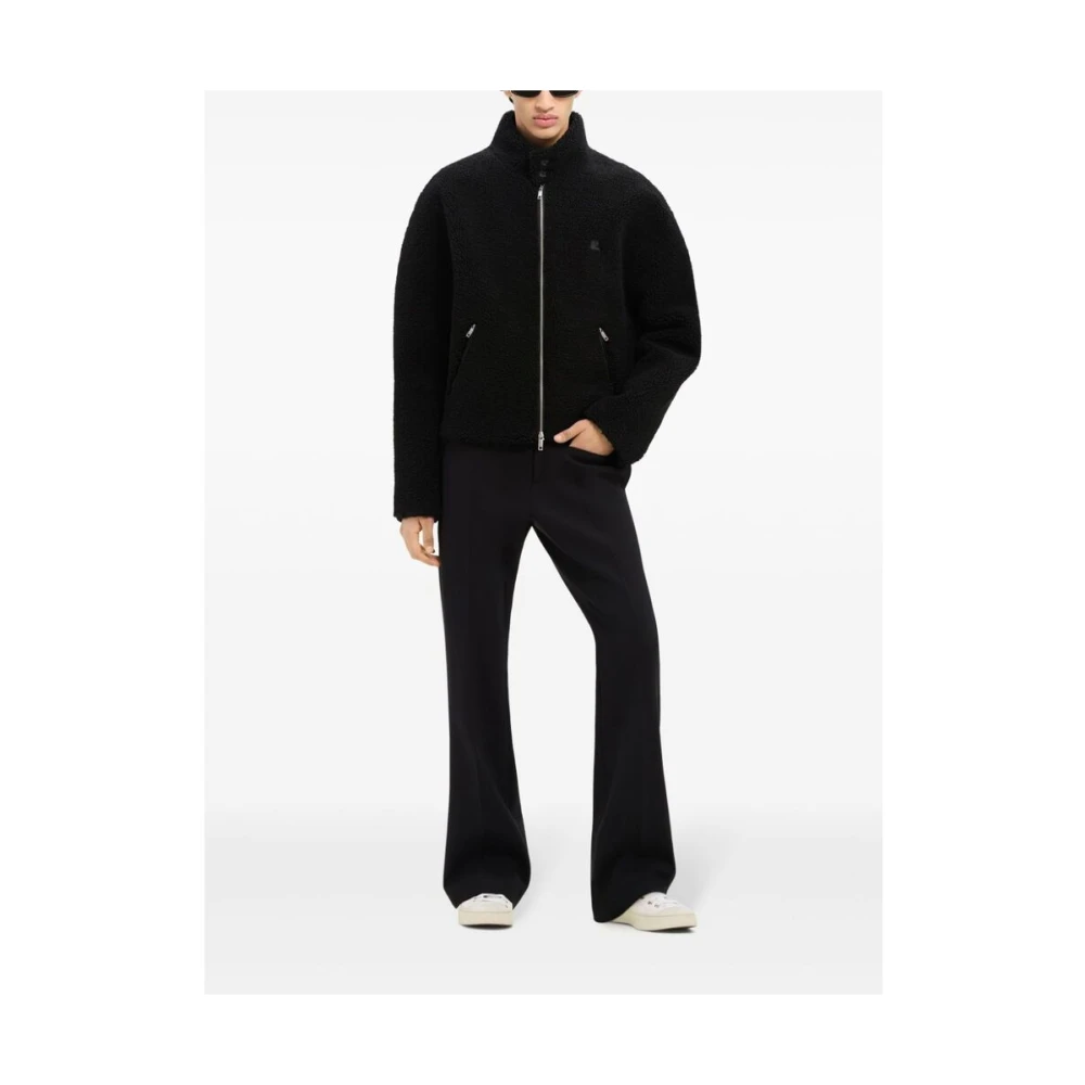Courrèges Zwarte Fleece Jack met Opstaande Kraag Black Heren