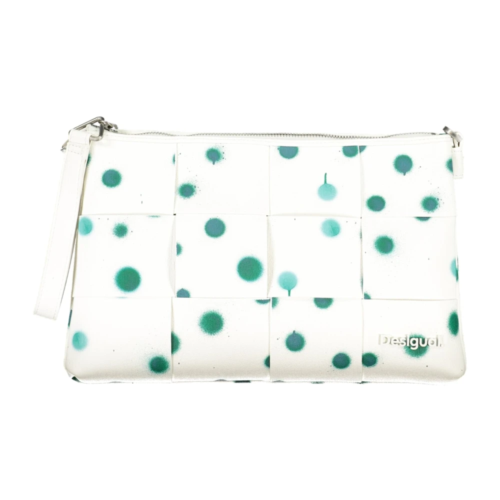 Desigual Women's White Polka Dot Handbag With Chain Strap