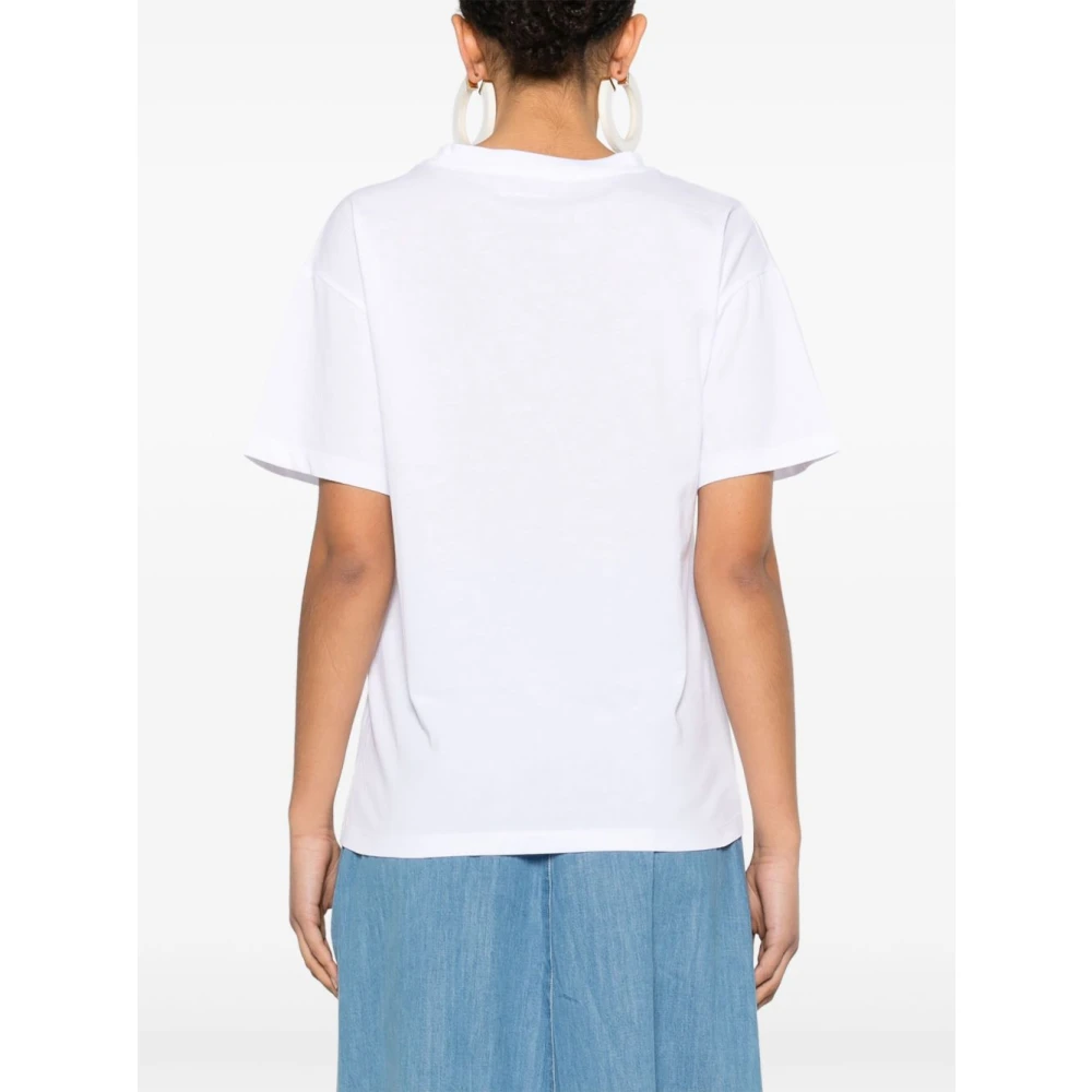 Ermanno Scervino Wit Crew Neck T-shirt met Sheer Panels White Dames