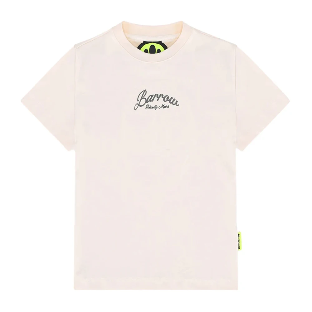 Barrow Beige Kids Short Sleeve T-Shirts, Unisex, 12 Y, Short Sleeves Ivory Cotton T-Shirt