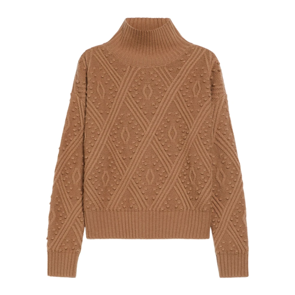 Max Mara Studio Argyle Knit Trui Brown Dames
