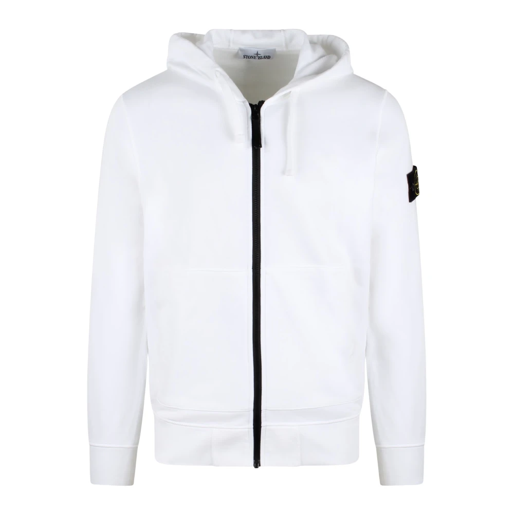Stone Island Logo Rits Hoodie Jas White Heren
