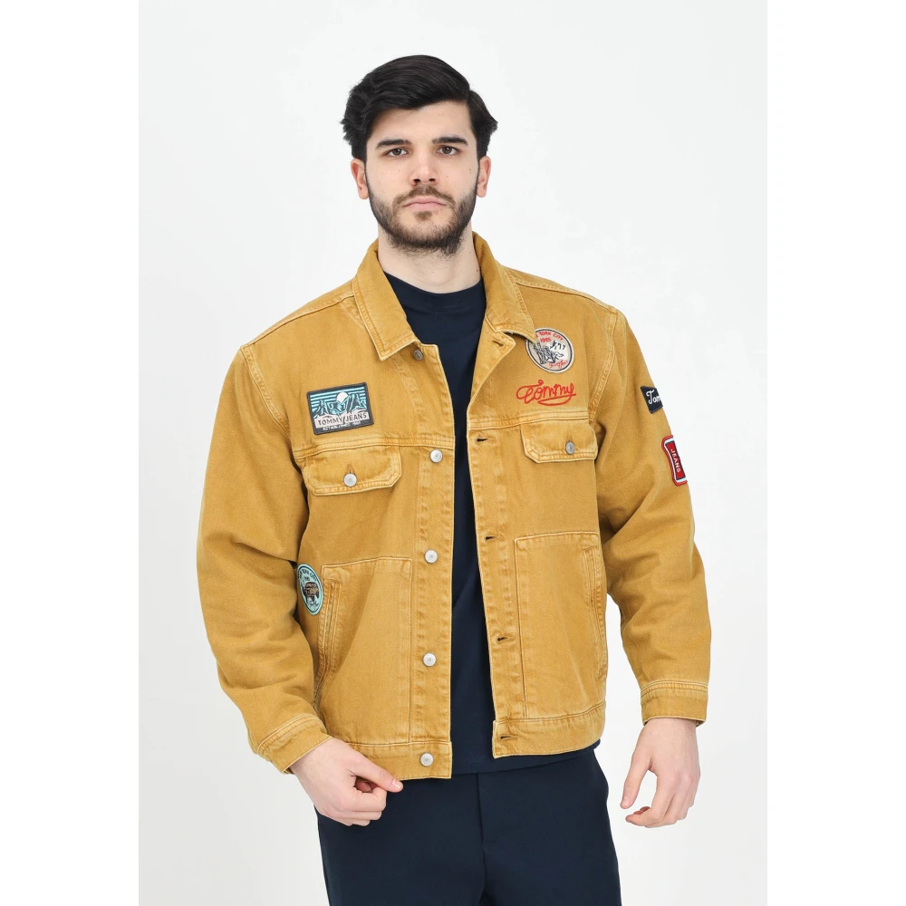 Tommy Jeans Donkergele Denim Jack Retro Stijl Yellow Heren