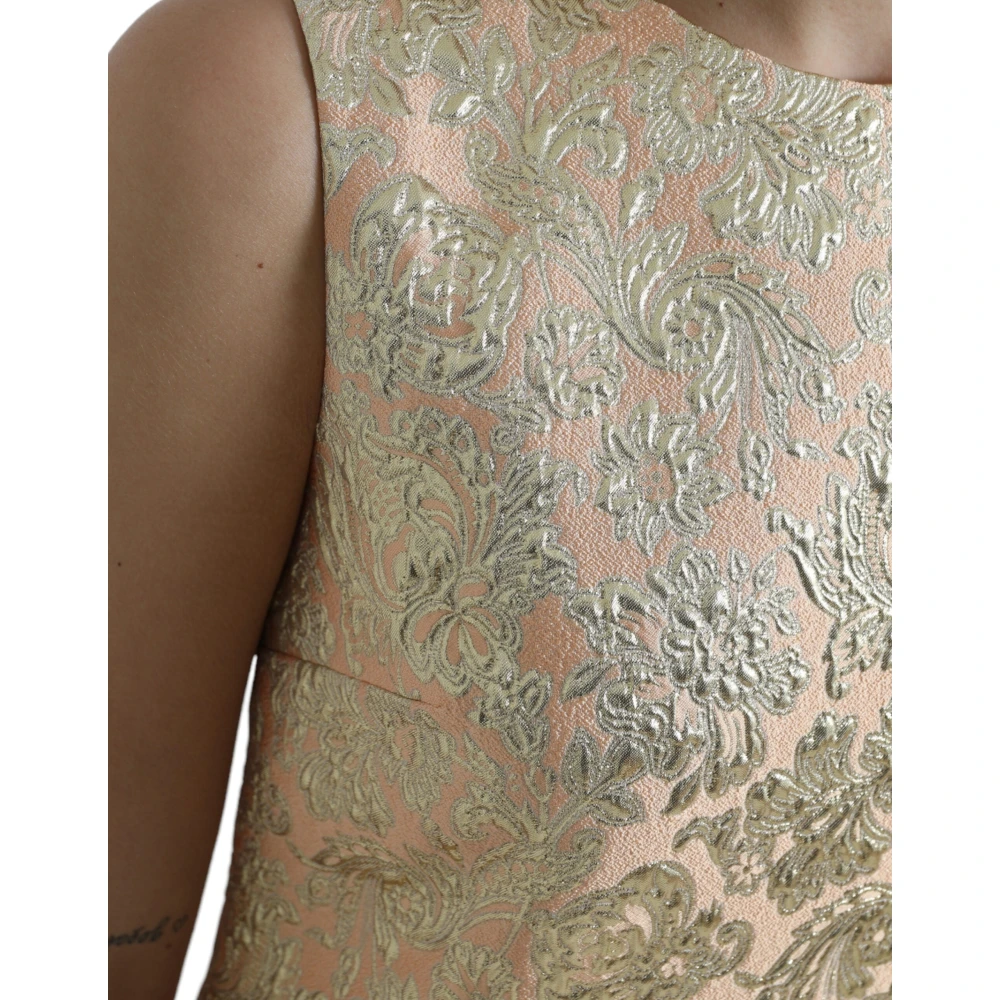 Dolce & Gabbana Perzik Bloemen Jacquard A-lijn Mini Jurk Multicolor Dames