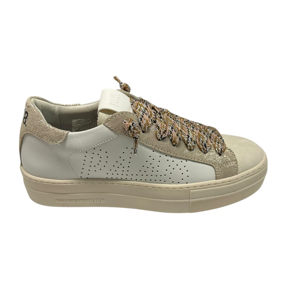 P448 Vita Läder Platform Sneakers Beige, Dam