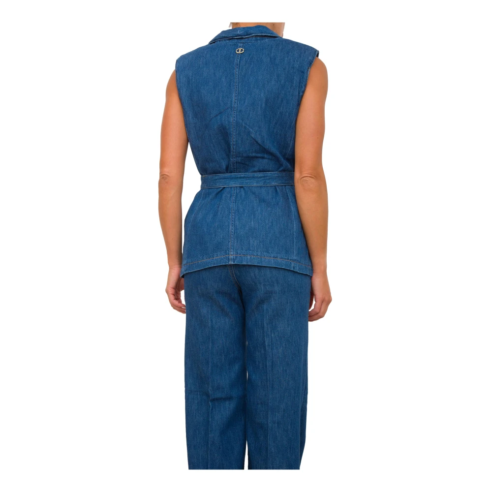 Twinset Denim Blauw Vest Blue Dames