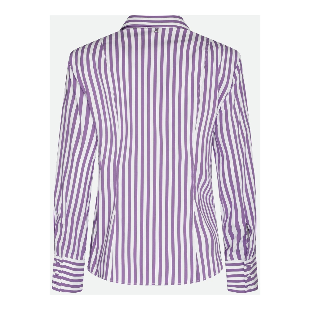 Twinset Paarse Gestreepte Blouse met Franje Purple Dames