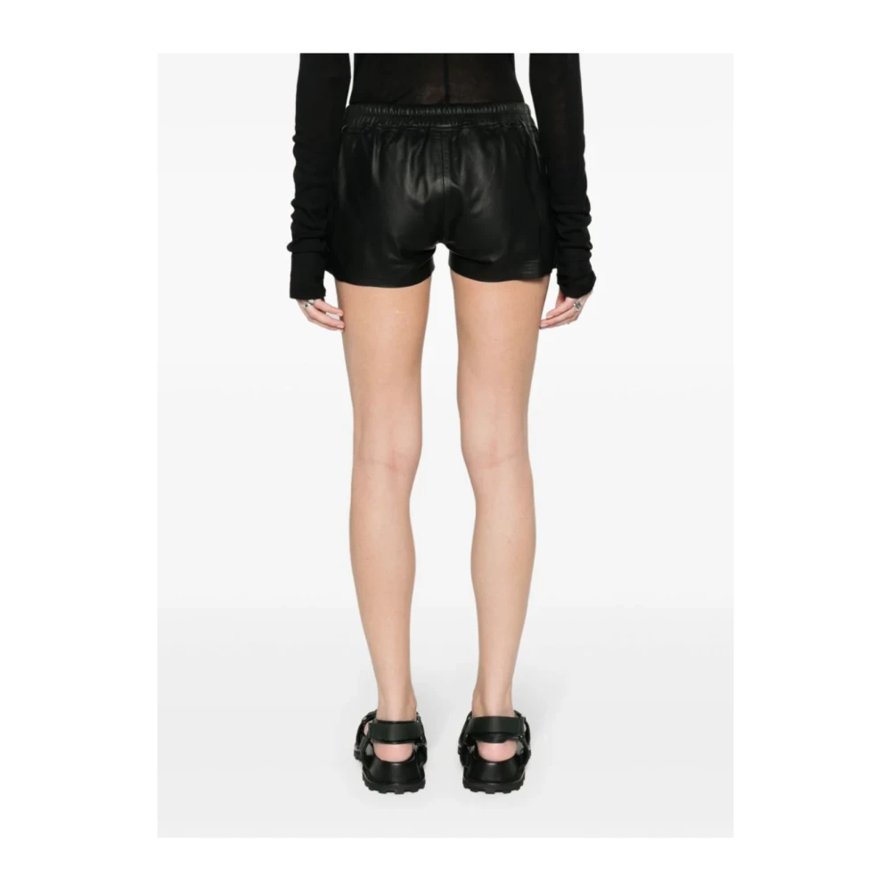 Rick Owens Zwarte leren boxershorts Black Dames