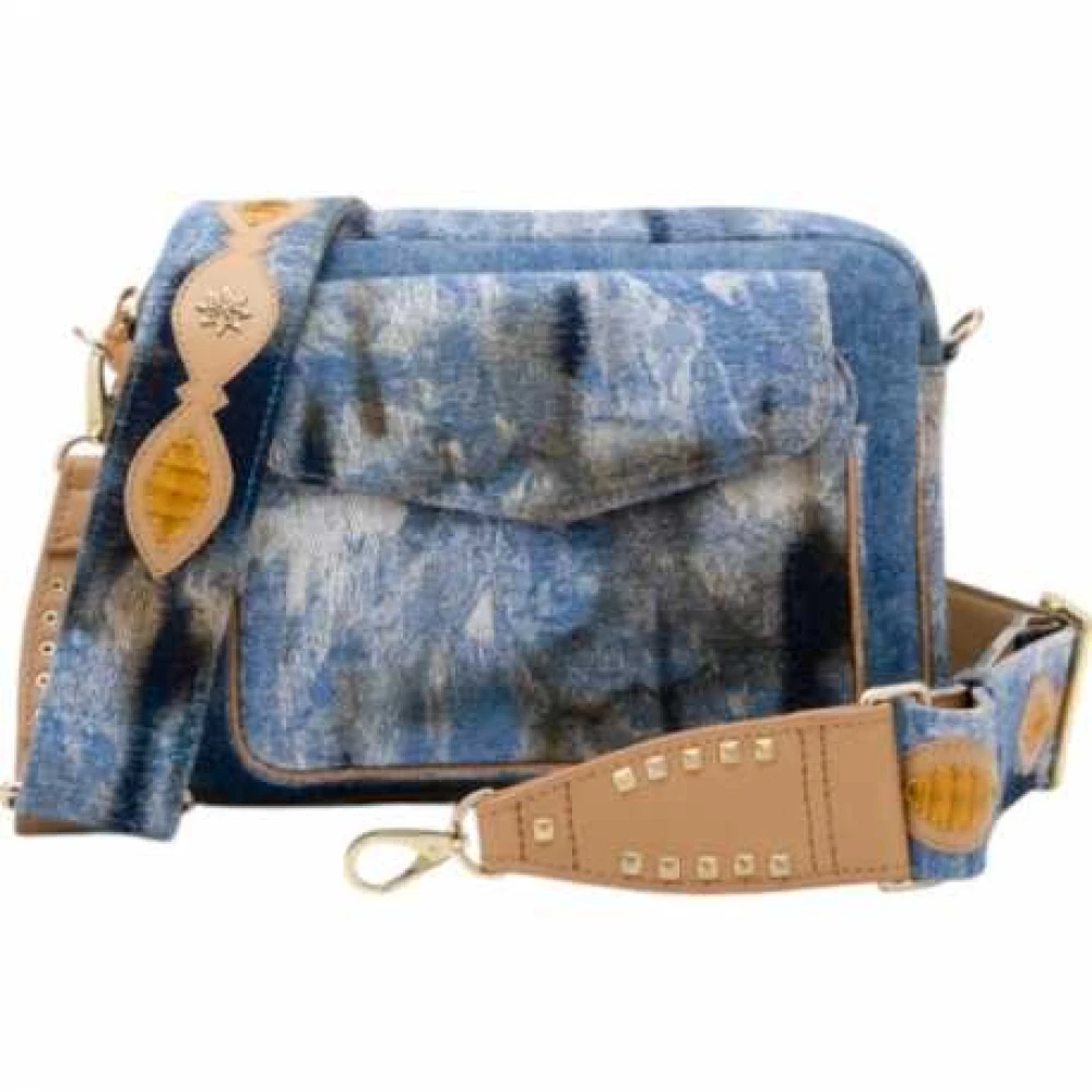 Claris Virot Vintage Denim Big Charly Schoudertas Blue Dames