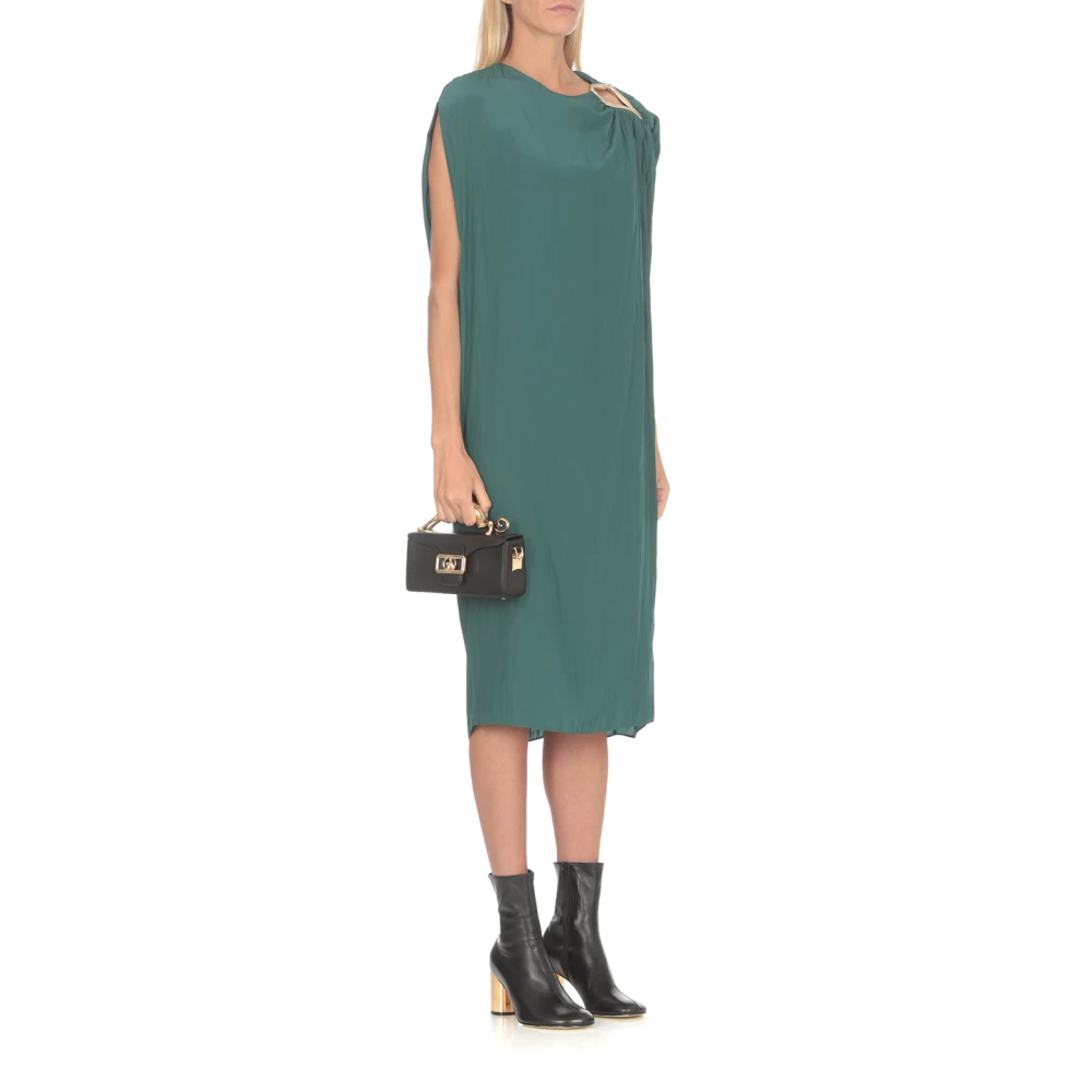 Lanvin Aqua Groene Jurk met Metallic Uitsnijding Green Dames