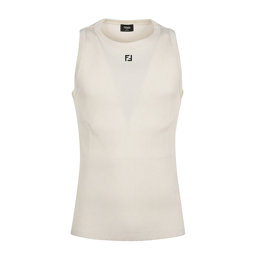 Fendi Geribbeld T-shirt Beige Elegant Ontwerp Beige Heren