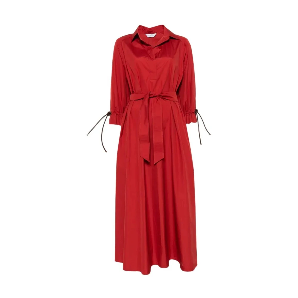 Max Mara Women's Red Mirto Cotton Popeline Midi Dress