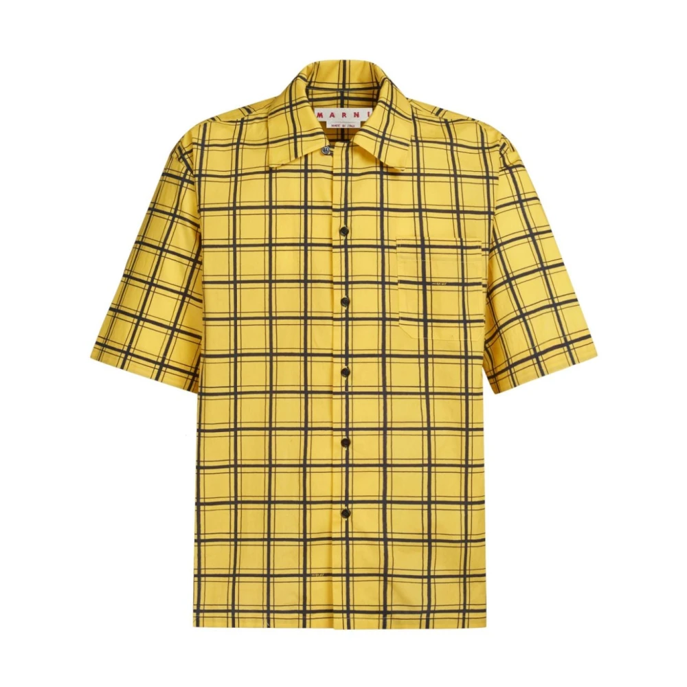 Marni Gele Geruite Overhemd Yellow Heren