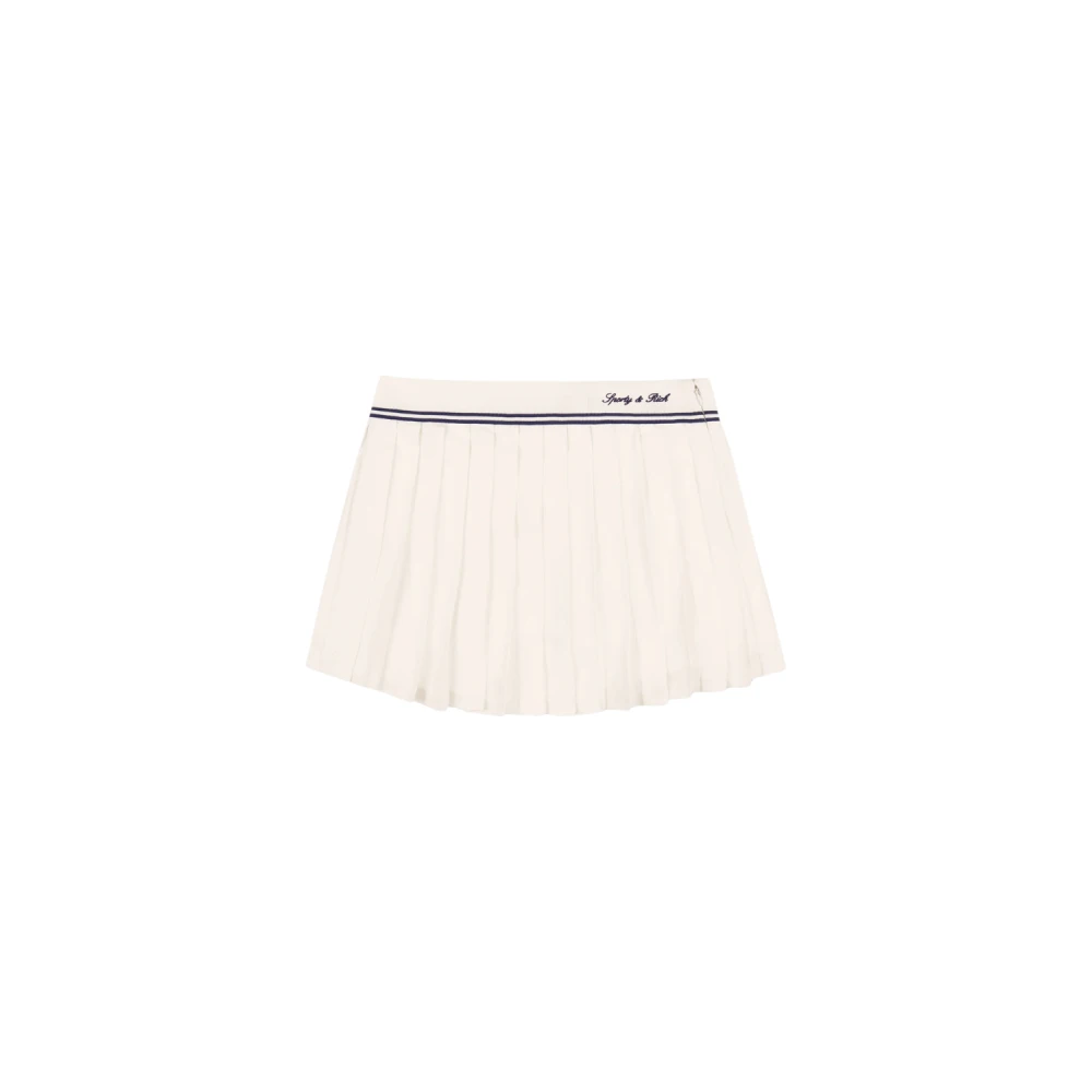 Sporty & Rich White Short Skirts, Female, M, Signature Logo Abigail Skirt