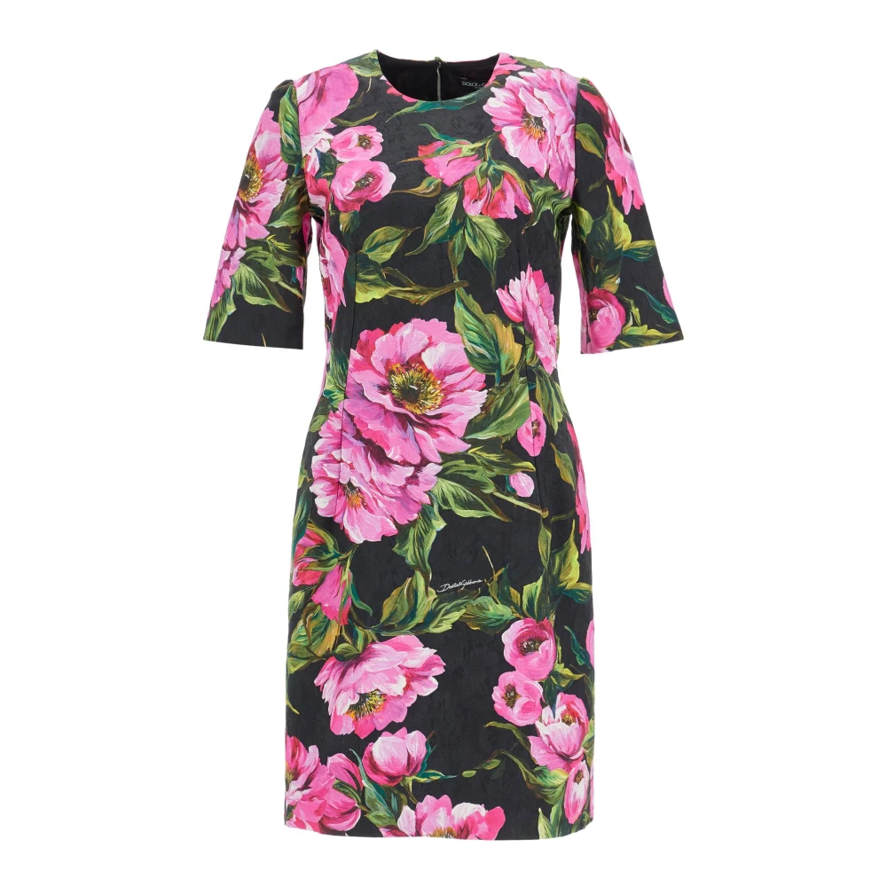 Dolce & Gabbana Bloemen Pioen Katoenen Zomerjurk Multicolor Dames