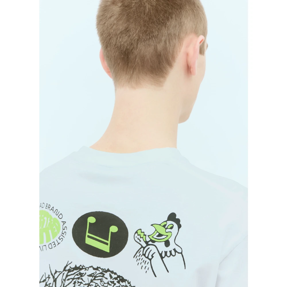 Brain Dead Grafische Print Longsleeve Katoenen T-shirt White Heren