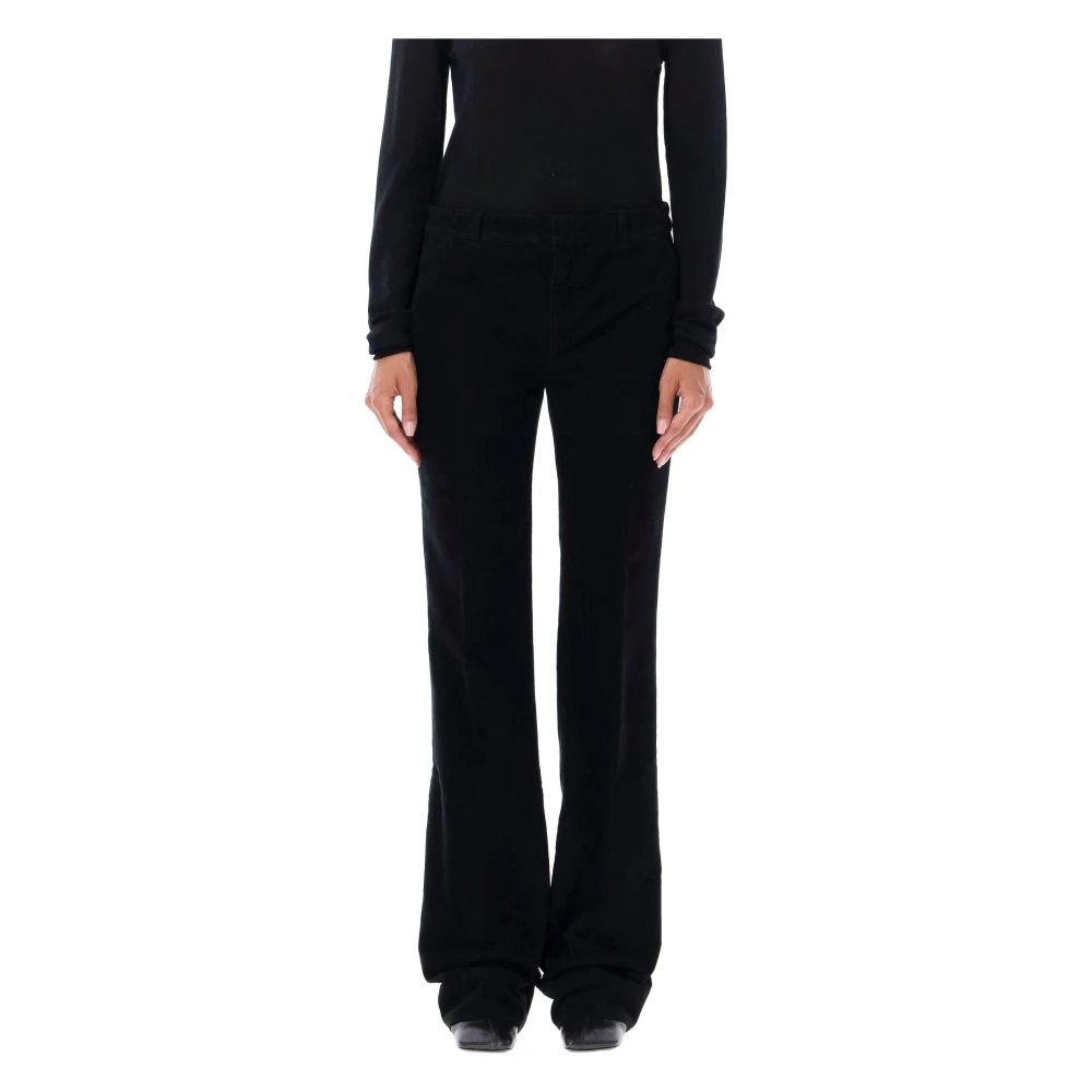 Saint Laurent Zwarte Corduroy Bootcut Jeans Black Dames