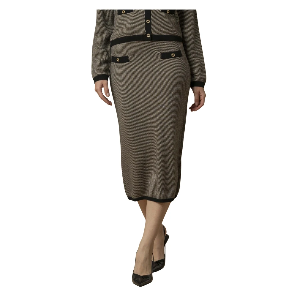 Kocca Kvinno Grå Kjolar Dam, L, Elegant Pennkjol Med Kontrasterande Detaljer