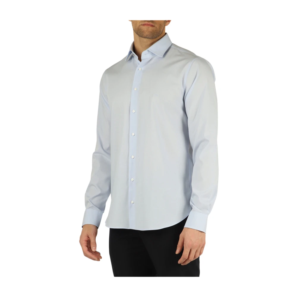 Michael Kors Slim Fit Katoenen Overhemd met Logo Borduursel Blue Heren