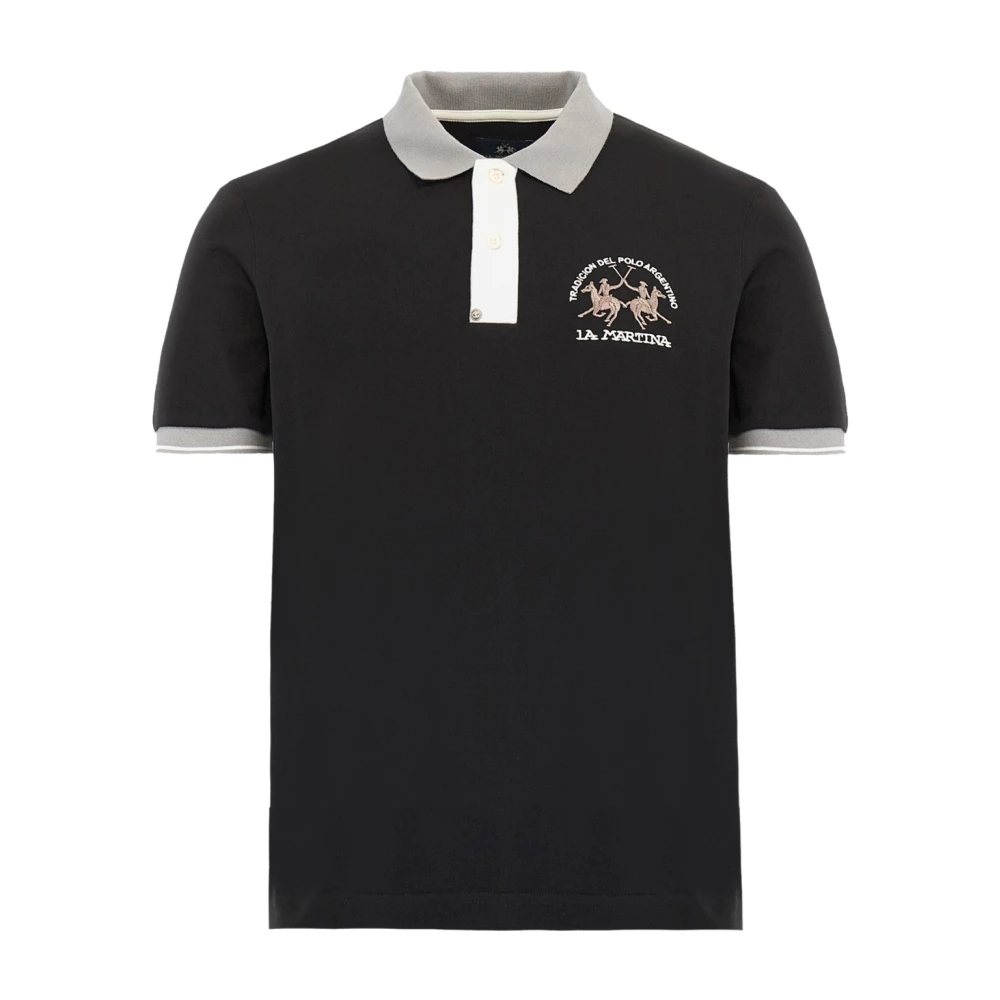 La Martina Men's Blue Polo Shirts, M, Piquet Stretch Polo Shirt