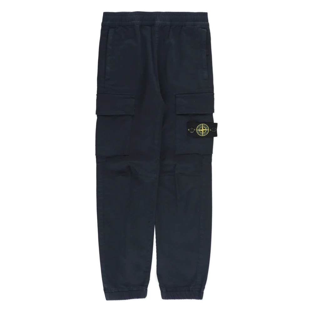 Stone Island Blå Lastbyxor Elastisk Midja Ficka Blue, Pojke