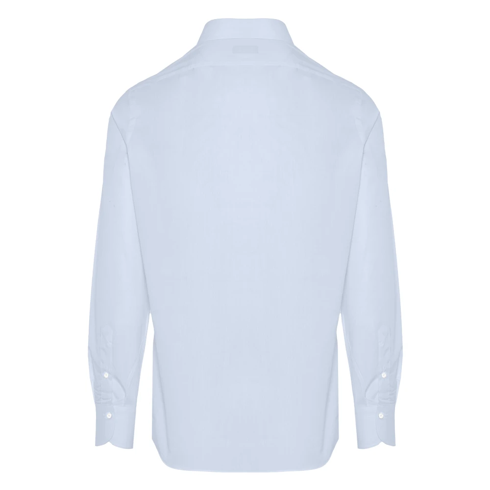 Finamore Italiaans katoenen overhemd 100% katoen Blue Heren