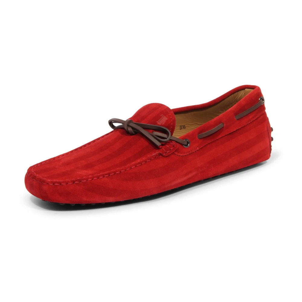 Tod's Men's Red Mocassino Suede Loafer - Boat Shoes - 9 Uk - Shoes